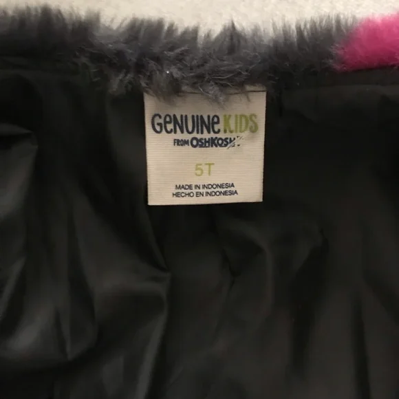 Floral Faux Fur Kids Jacket - Gray and Pink - Picture 5 of 5